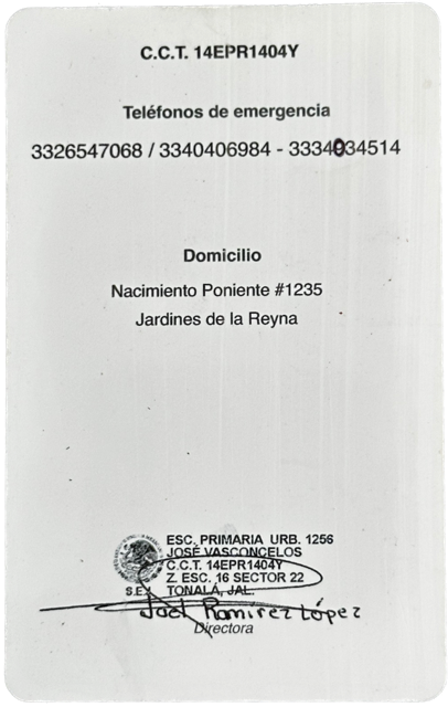 Muestra credencial reverso 3