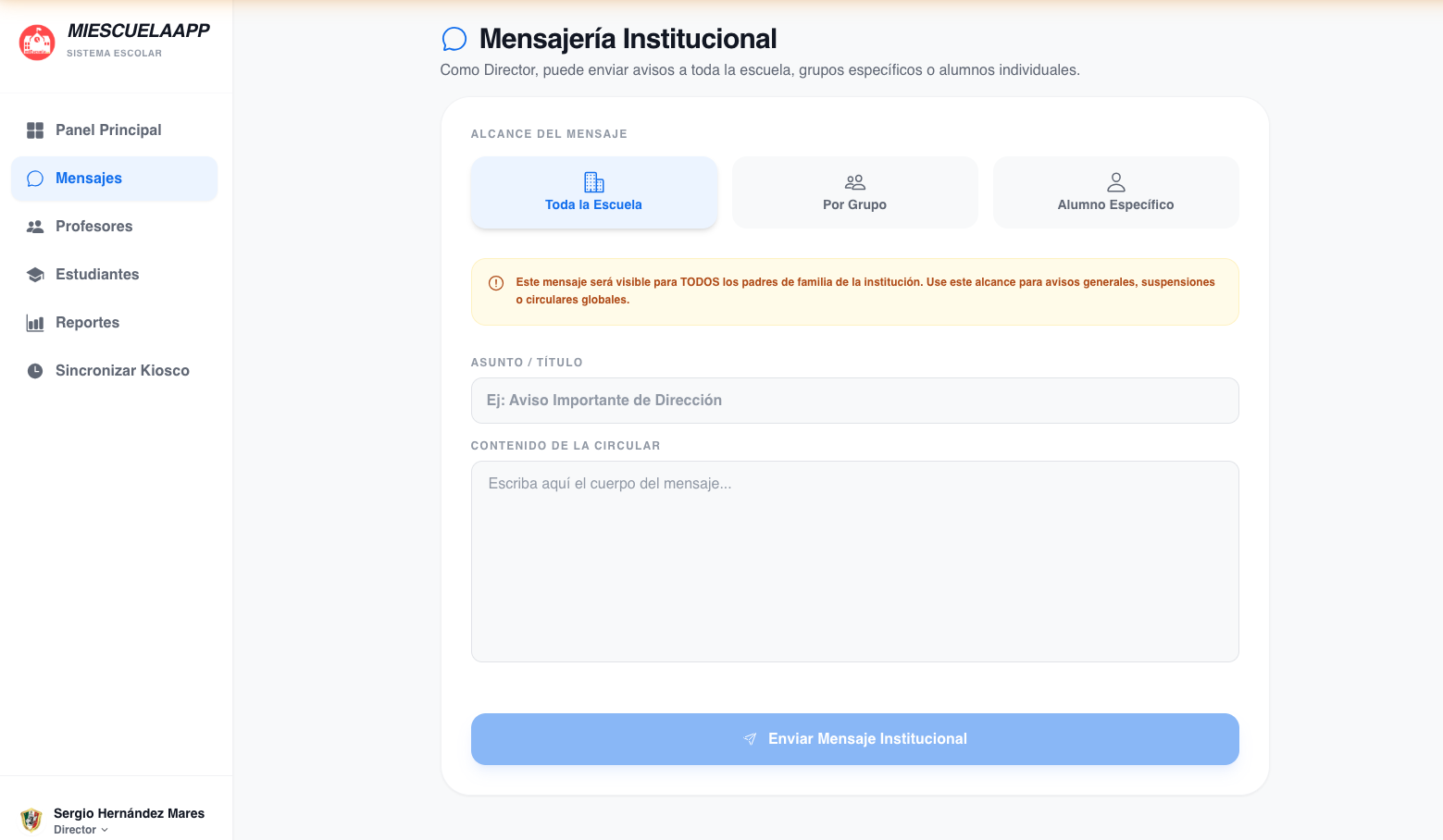 Sistema de notificaciones escolares